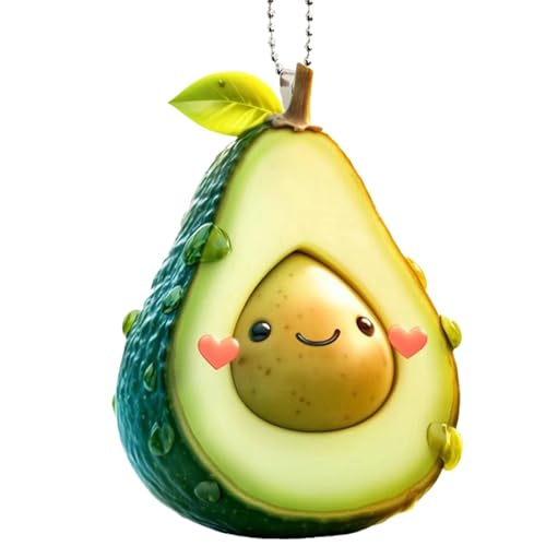 Generisch Avocado-Taschenanhänger – 2D-Acryl-Avocado-Taschenanhänger | Niedlicher Taschenanhänger | Leichter Avocado-Anhänger | Cartoon lächelnder Avocado-Anhänger für Autos, Rucksäcke, Mobiltelefone von Generisch