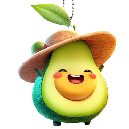 Generisch Avocado-Taschenanhänger – 2D-Acryl-Avocado-Taschenanhänger | Niedlicher Taschenanhänger | Leichter Avocado-Anhänger | Cartoon lächelnder Avocado-Anhänger für Autos, Rucksäcke, Mobiltelefone von Generisch