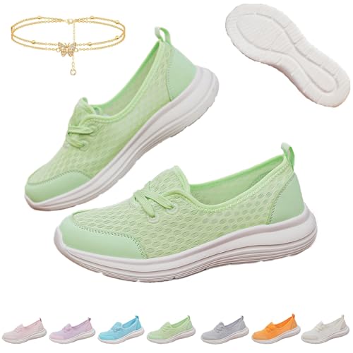Generisch Azdealy Orthopädische Schuhe for Damen, Bequeme orthopädische Damenschuhe mit weicher Sohle und Mesh-Gewebe, Slip-On-Wanderschuhe mit Fußgewölbeunterstützung(Grün,36 EU) von Generisch