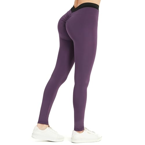 Generisch B4Y Damen Leggings Sport V Leggings High Weist Gym V Shaped Back Scrunch Push Up für Yoga, Sport, Fitness, Freizeit von Generisch