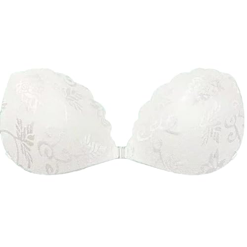 Generisch BH 75C, Klebe BH Push Up BHS Silikoneinlagen Silikon Sticky Bra Trägerloser Selbstklebender Rückenfrei Große Brust Klebebhs Unsichtbarer Pads Strapless, Weiße, B von Generisch