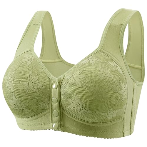 Generisch BH Damen Ohne Bügel Große Größen Brüste Mit Breiten Trägern Starker Halt Daily Essential BHS Mit Vorderverschluss Lockere BHS Push up Knopf Bralette Atmungsaktiv Bequemer von Generisch