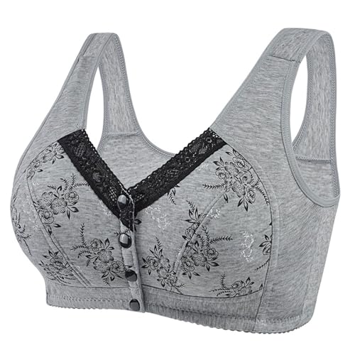Generisch BH Damen Vorderverschluss Ohne Bügel Bustier Push-Up Soft Bra Verschluss Vorne Große Größen BHS Gepolstert Bralette Nahtlose Weicher Bralette (Grey, XXXXL) von Generisch