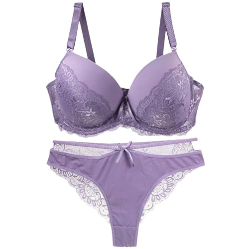 Generisch BH Set Damen Mit BüGel Und Slip, Push Up BH Set, BH Damen Mit BüGel GroßE GrößEn UnterwäSche Set Frauen BH Und Slip Lingerie Atmungsaktiv Unterhosen Tanga Dessous Sets von Generisch
