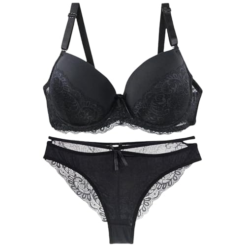 Generisch BH Set Damen Mit BüGel Und Slip, Push Up BH Set, BH Damen Mit BüGel GroßE GrößEn UnterwäSche Set Frauen BH Und Slip Lingerie Atmungsaktiv Unterhosen Tanga Dessous Sets von Generisch