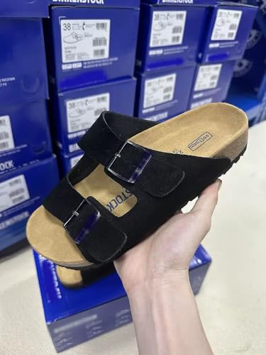 Generisch BK Burken Schuhe Leder Pantoffeln Mode Casual Korkschuhe Dicke Sohle Wort Männer und Frauen Sandalen (schwarz,35) von Generisch