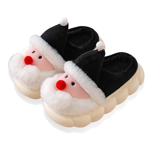 Generisch Baby Hausschuhe Winter Mädchen Jungen Mädchen Weihnachten süße warme weiche rutschfeste Hausschuhe Bush Memory Foam Schuhe Damen Hausschuhe Winter Modern (Black, 33.5 Big Kids) von Generisch