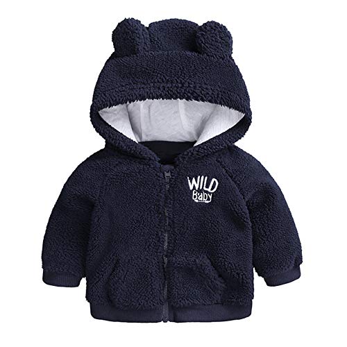 Generisch Baby Jacken Jungen Monate Neugeborene Baby Mädchen Jungen Winter warm Outgarments Kapuzenohrmantel Fleece-Töpfe Kostüm Polizist (Navy, 0-3 Months) von Generisch