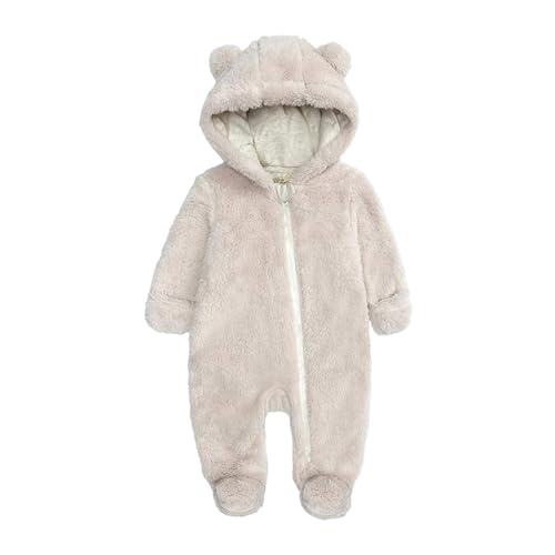 Generisch Baby Junge Mädchen Schneeanzug mit Kapuze und Reißverschluss Winter Neugeborene Flanell Strampler Oberbekleidung Overall Unisex Baby Kleidung Einfarbig von Generisch
