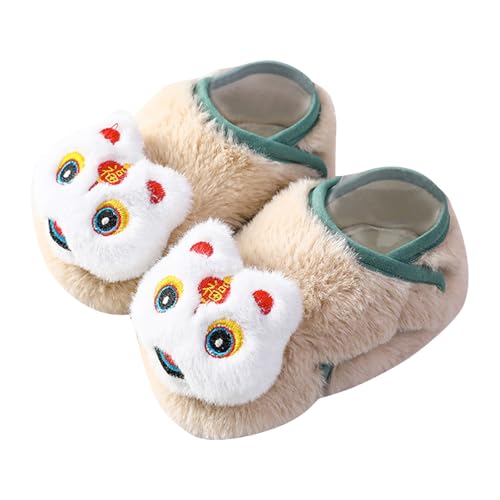 Generisch Baby Jungen Mädchen Babysocken Schuhe Kleinkinderschuhe Bodensocken Schuhe Cartoon Neujahr Neujahr Li Druck Kleinkinder Schuhe (Coffee, M) von Generisch