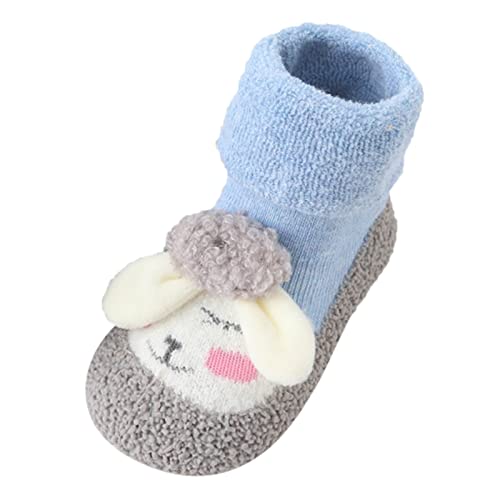 Generisch Baby Kleidung Baby-Heimhausschuhe, niedliche, warme Haushausschuhe für Säuglinge, gefütterte Winter-Innenschuhe (Blue, 19 Infant) von Generisch