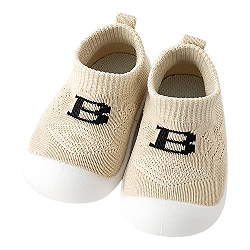 Generisch Baby Kleidung Baby Mädchen Jungen Kinder Freizeitschuhe Briefdrucke Mesh Soft Bottom Atmungsaktive Slip On Sportschuhe Socken Schuhe (Beige, 19.5 Infant) von Generisch