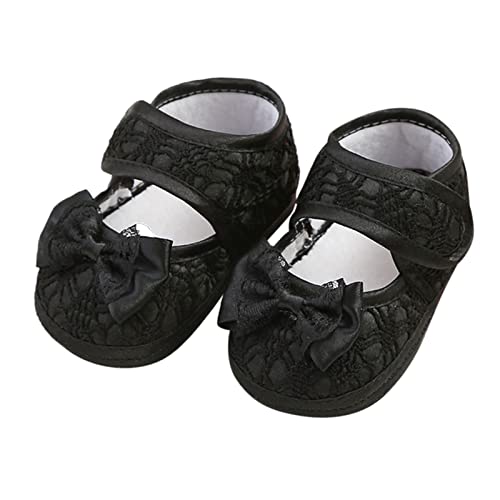 Generisch Baby Kleidung Frühling Sommer Kinder Kleinkind Schuhe Mädchen Boden Sportschuhe einfarbig Schleife Hakenschlaufe leichte Bequeme Prinzessin Schuhe (Black, 19 Infant) von Generisch