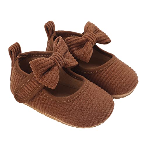 Generisch Baby Kleidung Kleinkind Kinder Baby Mädchen Soild Farbe Bowknot Princress Schuhe Weiche Sohle Der Boden Barfuß rutschfeste Erste Prewalker Schuhe (Brown, 0 Months) von Generisch