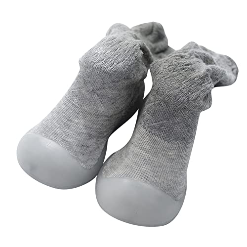 Generisch Baby Kleidung Kleinkind Kinder Kleinkind Neugeborenes Baby Jungen Mädchen Socken Schuhe Erste Solide Atmungsaktive Strumpf Weiche Sohle Antirutschschuhe Prewalker (Grey, 26 Toddler) von Generisch