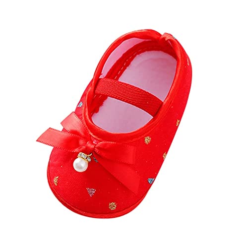 Generisch Baby Kleidung Schuhe Schuhe Perle süße Schleife kleine Schuhe Prinzessin weiche Sohle Kleinkind Kind hängende Baby Turnschuhe (Red, 19 Toddler) von Generisch