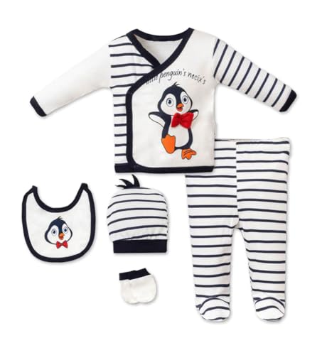 Generisch Baby Kleidung Set Pinguin Faschingskostüm Neugeborenes Erstausstattung 5-tlg (0-3 Monate) Gr.62 von Generisch