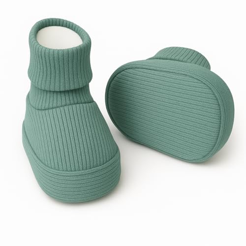 Generisch Baby Krabbel- Hausschuhe - Schuhe Neugeborene - Baumwolle - Diverse Farben - Mädchen - Jungs (Mind Grün, EU Schuhgrößensystem, Baby, Alter (von/bis), M, 0 Monate, 3 Monate) von Generisch
