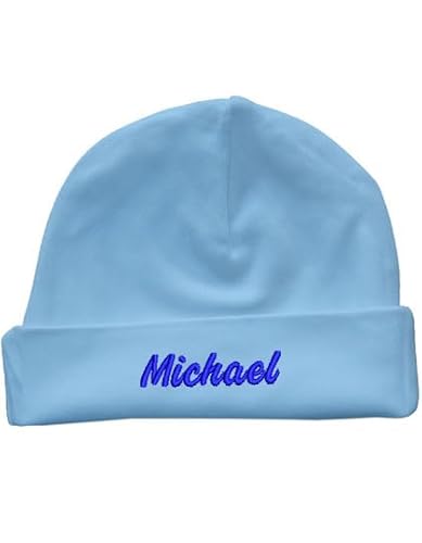 Generisch Baby Mütze Bestickt mit Namen personalisiert Junge Mädchen Neugeborene Babymütze Stickerei (Blau) von Generisch