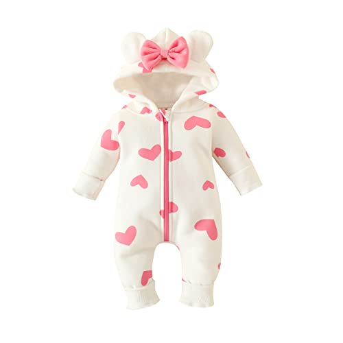 Generisch Baby Overall Winter - Flanell Frühling Strampler Langarm Polarfleece Overall Kapuzenoverall Kuschelige Niedlicher Winter Dicker Warmer Romper Fleecejacke Kinder 0-12 Monate von Generisch