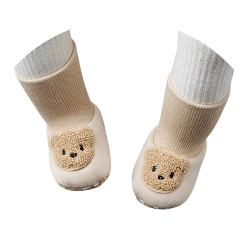 Generisch Baby Sneakers für Kleinkinder mit weicher Sohle kuscheligem Fleece-Futter als erste Schuhe im niedlichen Bären-Kaninchen-Design für Jungen Mädchen (Coffee, 19.5 Infant) von Generisch