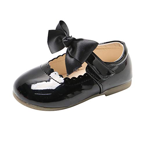 Generisch Baby Sneakers für Mädchen Kinder Kleinkind Prinzessin Schuhe mit Knoten Design Bequeme Laufschuhe für Säuglinge Babys (Black, 21 Toddler) von Generisch