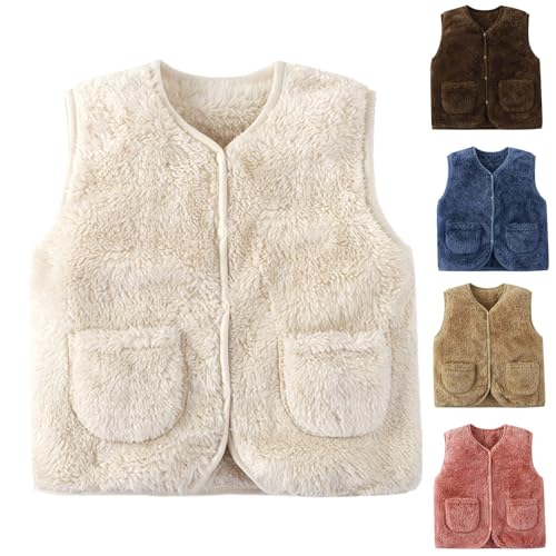 Generisch Baby Weste Mäntel Winter Fleece Jacken Jungen Mädchen Kinder Gilet Outfits Schneeanzug Armellos Waistcoat Kleinkind Ärmellose Warmen Fleeceweste NiedlichenFußabdruck Weste Vest Jacke von Generisch