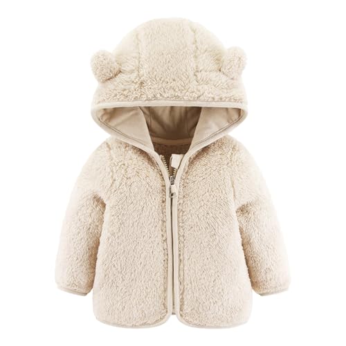 Generisch Baby Winterjacke Fleecejacke Baby Winterjacke Hoodie Fleecejacke mit Bärenohren Jungen Mädchen Wintermantel Neugeborenes Plüsch Reißverschluss Outwear Hooded Warme Manteljacke Fleece von Generisch