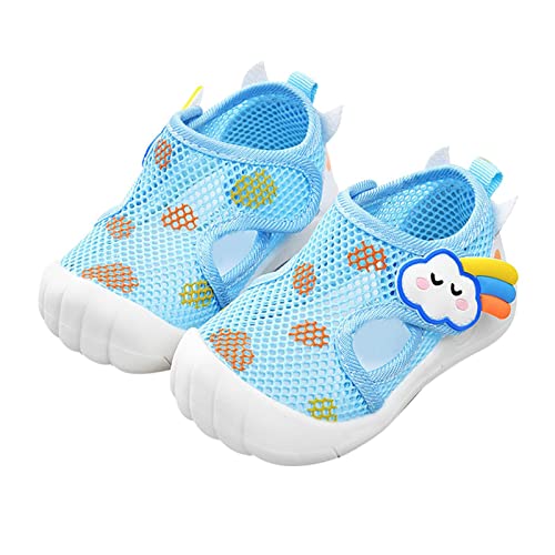 Generisch Babysandalen mit flachem, nicht slio, halboffener Zehenschlupf, atmungsaktive, weiche Sommerschuhe Sandalen Baby Mädchen 22 (Blue, 24 Toddler) von Generisch