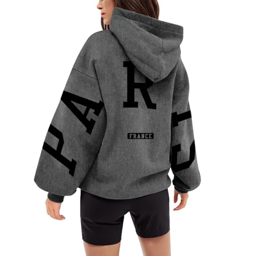 Generisch Backprint Hoodie Damen Mit Paris Aufdruck Oversize Pullover Mit Kapuze College Hoody Athletic Sweatshirt Baumwolle Freizeit Kapuzenpullover Langarm Oberteile Langarmshirt Tops 03 von Generisch