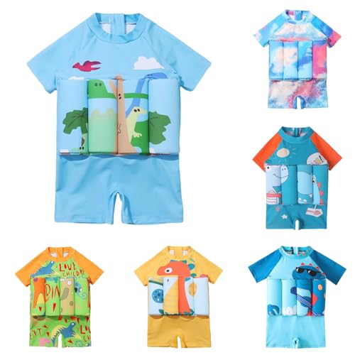Generisch Badeanzug 2 Jahre Blau Bademode Kinder Mädchen Jungen Badebekleidung Kurzarm Einteiler Schwimmanzug Mit Bein Swimsuit for Kids Boy Girls Swimming Training Clothes von Generisch