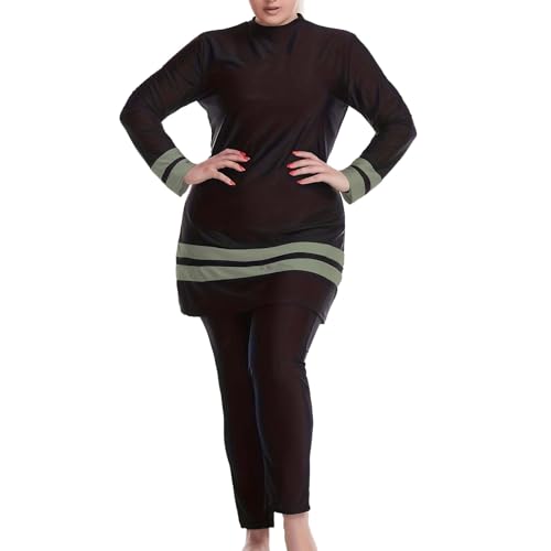 Generisch Badeanzug Damen Swimwear Islamischer halblanger bescheidener Badeanzug für Frauen 3-teiliges Burkini-Set für muslimische Frauen Rashguard mit halber Abdeckung Bescheidene Hijab-Bademode von Generisch
