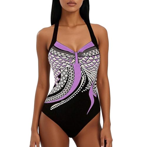 Generisch Badeanzug Mit Cups,Badeanzug Damen Bauchweg Badeanzug Push Up Bademode - Badeanzug V-Ausschnitt Mit Shaping Effekt Bauchweg Schwimmanzug Sport Bademode Große Größen Einteiliger Badeanzüge von Generisch
