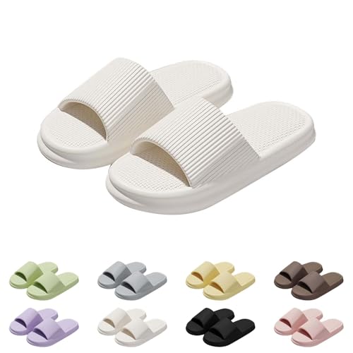 Generisch Badelatschen Damen Herren Badeschuhe mit Dicker Sohle Cozislides Original Slippers Unisex Pantoletten Schlappen Badeschlappe Weiche Rutschfest Hausschuhe Sommer Flip Flops Indoor/Outdoor von Generisch