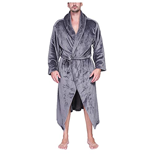 Generisch Bademantel Herren Xxxl, XXl Baumwolle Leicht Große Größen Badeponcho Morgenmantel Sexy Warm Ohne Kapuze Dünn Saunamantel Bathrobe Lang Flauschig Bademantel Hausmantel von Generisch