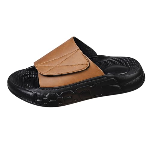Generisch Badeschlappen Herren Sommer Flach Plateau Pantoletten mit Weiche Fussbett Offene Freizeit Hausschuhe Bequeme Rutschfeste Sandalen Orthopädische Damenschuhe Breite H Badelatschen von Generisch