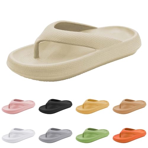 Generisch Badeschuhe Damen Zehentrenner - Badelatschen Dicker Sohle Flip Flops Weich Rutschfeste Badeschlappen Cozislides Slippers Leicht Sommerschuhe Breiter Fuß Badesandalen Wolke Hausschuhe von Generisch
