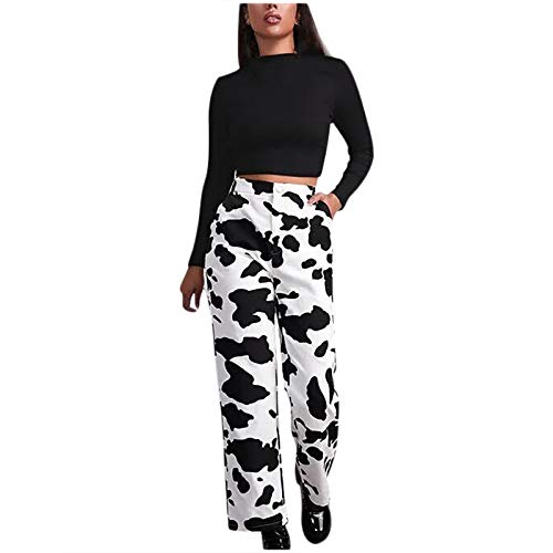 Generisch Baggy Jeans Damen Freizeithose Denim Hose Mode Weiße Kuh lockere Taillenhose Hosen Vielseitige Hose Sommerhose Modehose Streetwear (Weiß XXL) von Generisch