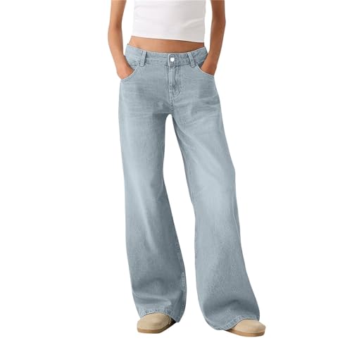 Generisch Baggy Jeans Damen High Waist Jeanshose Weites Bein Denimhose Große Größen Stretch Hose Hip Hop Jogginghose Y2K Jeanshosen Oversized Freizeithose Locker Sweathose Teenager-Mädchen Streetwear von Generisch