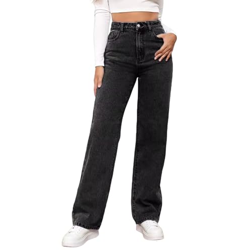Generisch Baggy Jeans Damen High Waist Oversized Denimhose mit Weitem Bein Straight Leg Freizeithose aus Stretch Stoff für Streetwear und Daily Comfort von Generisch
