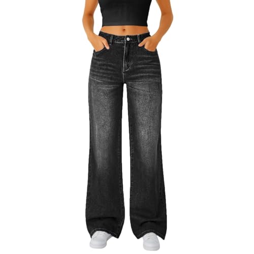 Generisch Baggy Jeans DamenWide Leg Jeans Damen Baggy High Waist Jeanshosen Weites Bein Stretch Jeanshose Boyfriend Weite Hose Trachtenjeans Große Größen Damenjeans Straight Y2K Hosen von Generisch