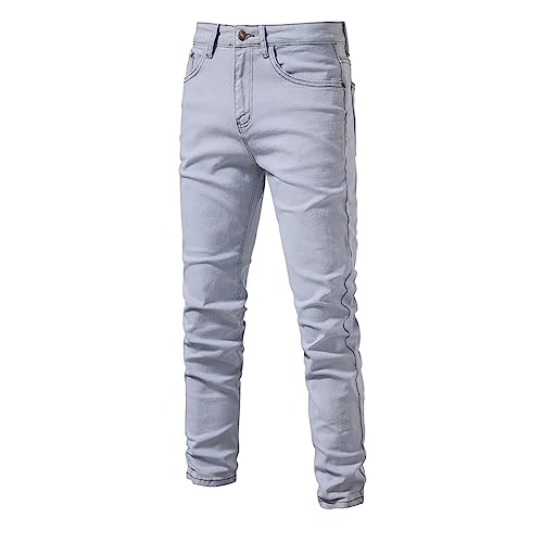 Generisch Baggy Jeans Herren, Regular Fit,Jeanshose Stretch Für Herren Mit Schlanke Elastizität Jeans Schwarz Stretch-Jeans, Modisch Arbeitshose Cordhose Stretch Hiball Pants Jeans (36, White) von Generisch