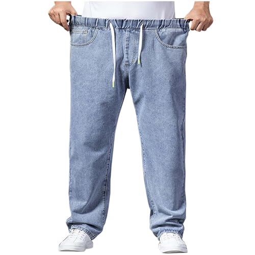 Generisch Baggy Jeans Herren mit Gummizug Hosen Denim Männer Hohe Taille Stretch Straight Jeans Stonewashed Denim Lange Jeanshose Freizeithose Lang Jeansoptik Locker von Generisch