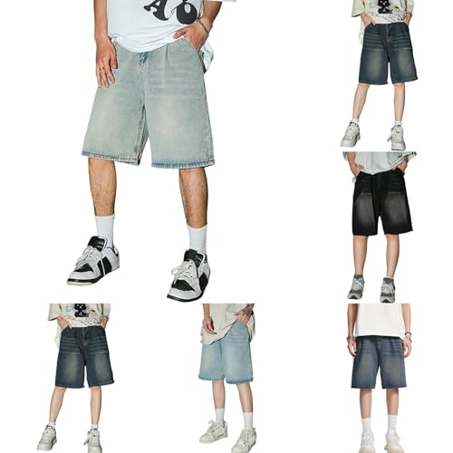 Generisch Baggy Jeans Shorts für Herren Y2K Kurze Hose Hip-Hop Denim Shorts Streetwear Cargoshorts für Teenager von Generisch