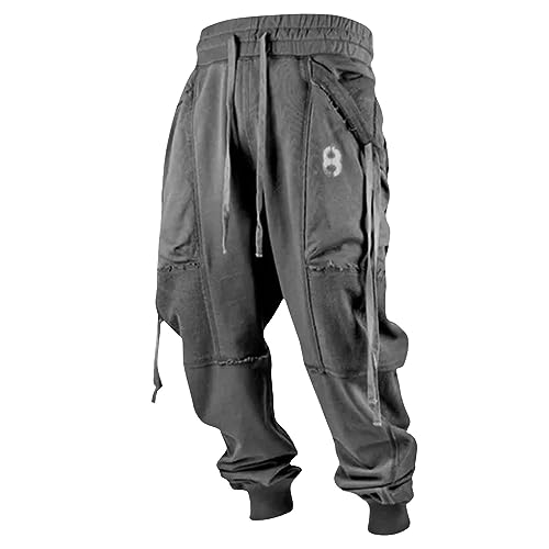 Generisch Baggy Jogginghose, Herren Sporthose Freizeithose Trainingshose, Männer, Sweatpants Jogger Breite Modern Mit Taschen Trainingsanzug Adibreak Hose Für Chino Bequeme Pants (6XL, Grau) von Generisch