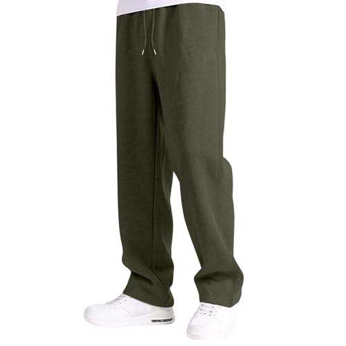 Generisch Baggy Jogginghose Herren Baumwolle Lang Wide Leg Hose Weites Bein Sweatpants Winter Warme Elastische Taille Sweathose Sporthose Sweat Pants Mit Taschen Und Kodelzug Laufhose Open Leg Jogger von Generisch