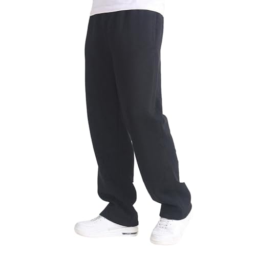 Generisch Baggy Jogginghose Herren Breite Jogging Hose Weites Bein Baumwolle Elastische Taille Sweatpants Lang Sporthose Sweat Pants Men Winter Warme Männer Sweathose Mit Taschen F1- Schwarz XL von Generisch