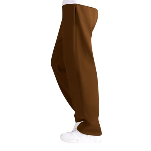 Generisch Baggy Jogginghose Herren Breite Jogging Hose Weites Bein Baumwolle Elastische Taille Sweatpants Lang Sporthose Sweat Pants Men Winter Warme Männer Sweathose Mit Taschen F5- Braun XXL von Generisch