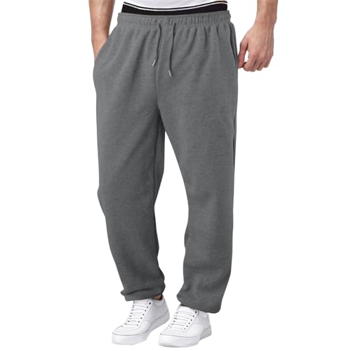Generisch Baggy Jogginghose Herren Breite Jogging Hose Weites Bein Baumwolle Elastische Taille Sweatpants Lang Sporthose Sweat Pants Men Winter Warme Männer Sweathose Mit Taschen von Generisch