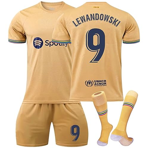 Generisch Barcelona Lewandowski Nr.9 Hause/Auswärts Fußball Trikots Shorts Socken Set für Kinder/Erwachsene, Fussball Jersey Trikot für Junge Herren von Generisch